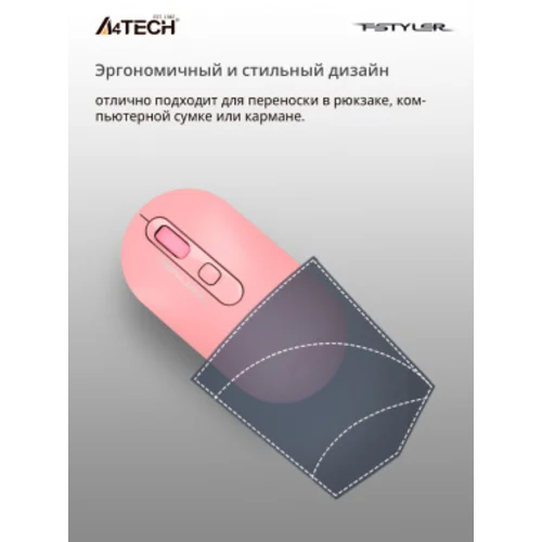 Мышь A4Tech Fstyler FG20 розовый оптическая (2000dpi) беспроводная USB для ноутбука (4but)